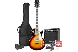 Max GigKit LP Style Beginner Electric Guitar Pack - Sunburst with 40W Amplifier, Digital Tuner & Accessories, Ideal Starter Guitar Set for Rock, Blues & Jazz Players