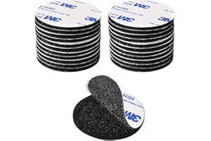 Rusoz Scratch Autocollant Double Face Extra Fort, Noir Bande Auto-Adhésif Réutilisable Rond 5cm Adhesif Double Face Puissant pour Bricolage/Cadre Photos, 20 pièces