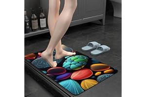 Olnamaro Tapis de Bain Diatomite,Tapis De Bain Antidérapant&Merveilleux Motifs de Pierre en 3D,Tapis de Bain Doux, Absorbant et Séchant Rapidement 80x50cm,Décorer l'ambiance (Rouge, 80x50CM)