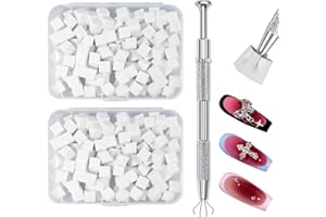 ‎QUFIIRY Qufiiry 200 Stück Nail Art Schwämme mit Metallgreifer, Nagelkunst Schwammpinsel, Maniküre Zubehör für Nägel, um Eine Vielzahl von Gradient Nail Art Patterns zu Erstellen(Weiß)