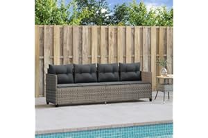 Faroom Sofá 3 Plazas de Ratán, Sofas de Terraza, Sofá Patio 3 Plazas, Conjunto Terraza Muebles Jardín Exterior Resistente a la Intemperie Gris y Gris Oscuro