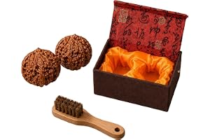 2 stycken kinesiska handnötter wenwan 4 cm, kinesisk wenwan hand naturlig handmassage, presentkit med underhållsborste och förvaringslåda för vuxna