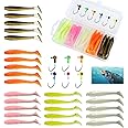 Garnirise Fishing Lures, with Heads Hooks Set 36 Pcs Easy Catching Fishing Bait for Family Sea Fishing, All-Conditions Fishing Gear for Bass Trout Walleye, Crappie Fishing Jigs