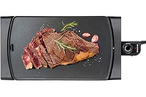Taurus 237724 Steakmax 2600W-Plancha de Asar, Grill, Placa XXL 49x27 cm, Aceite, Cocina Sana, PFOA Free, 3 Capas antiadherentes, Recoge-Grasas, cocción 100% Uniforme, asa Toque frío, Negro