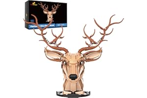 JMBricklayer Ensemble de jouets de construction en forme de tête de cerf pour adultes 70171, modèle animal de simulation avec base, tête de cerf à fixation murale, décoration d'intérieur,