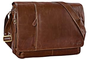 STILORD 'Elias' Sacoche homme cuir Vintage Sac Bandoulière Homme Design Sac en cuir Ordinateur Portable 15,6 Pouces Besace en Cuir, Couleur:antique - marron