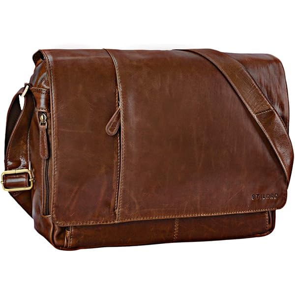 Besace Homme Katana En Cuir De Vachette Gras Marron - Dimensions 37x28x11 Cm, Neuf Avec étiquettes