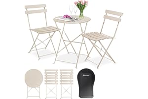 KESSER® Juego de Muebles de Jardín de 3 Piezas Con 2 Sillas Plegables, Mesa de Metal - Muebles de Balcón y Jardín