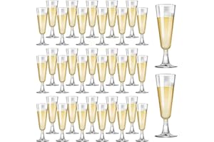 Gikisla 36 Pcs Plastic Champagne Flutes, 150ml Clear Champagne Glasses, Reusable Crystal Wine Cocktail Cups Perfect for Christmas Wedding Toasting Flutes Party