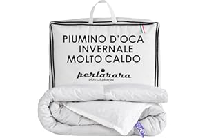 PERLARARA Piumino Letto Matrimoniale Invernale Molto Caldo, 100% solo Piumino, Auril 720 Winter Plus 250x215 cm Maxi, Piumone Piuma d'Oca per il freddo piu Rigido