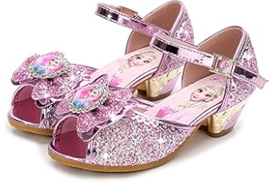 FStory&Winyee Mädchen Prinzessin Sandalen Absatz Kinder Elsa Schuhe High Heel Partei Glitzer Kristall Mädchen Eiskönigin Kostüm Karneval Verkleidung Party Aufführung Fasching Tanzball
