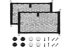 JAMHER 60x25CM Universal Filet de Rangement de Coffre Voiture avec vis et Crochets pour Les Véhicules Utilitaires, Camping-Cars, Mobil Homes, Caravanes, Bateaux(2 Pièces)