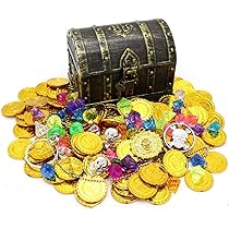 Pirate Treasure Chest With 320 Coins & Gems - Kids Dress-Up & Party Supplies
