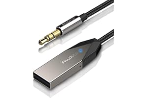 PALOVUE aptX Bluetooth 5.0 Receiver with Qualcomm CSR, Wireless Car Kit for Music Streaming and Hands-Free Calling for Car/Home Stereo with 3.5mm Aux Port, No Charging Needed, LinkFlow