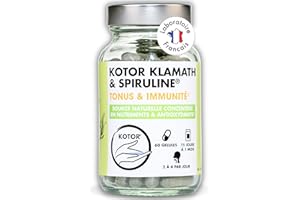KOTOR PHARMA KOTOR SPIRULINE & KLAMATH 1400mg | Phycocyanine 120mg | Tonus, Immunité et Récupération | Duo de Super Aliment | Riche en nutriments et Antioxydants | 60 Gélules | 1 Mois | France