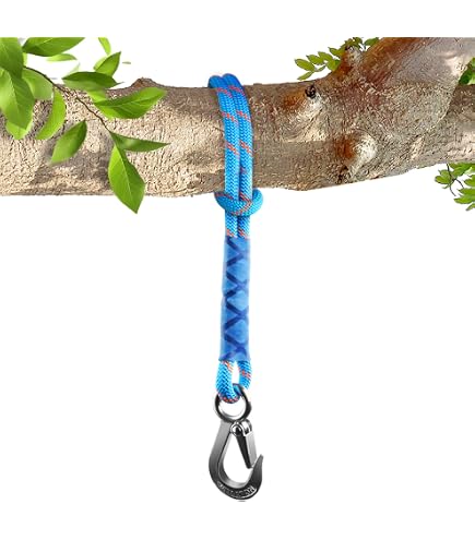 MAMOI Corda Per Altalena Da 50 Kg - 2 Prolunghe Con Moschettoni E Ganci In Metallo, Cotone Naturale, Per Amache E Altalene - 4