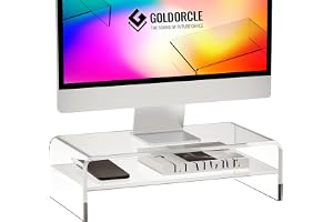 GOLDORCLE 2-nivåer akryl monitorstativ stigare klar datorskärmstativ för bärbar dator PC-skrivare datorhöjare akrylbricka lap