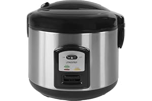 Mesko MS6411 Arrocera Eléctrica 1,5 Litros Vaporera Rice Cooker, Función Mantenimiento de Calor, Arroz Hervido, Sushi, 8-10 Raciones, Cocina al Vapor, Antiadherente, Acero Inoxidable, 1000W