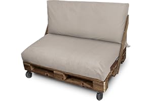 HAPPERS Cojines para Palets en Naylim Impermeable para Exterior 120x80 + 120x45 Piedra