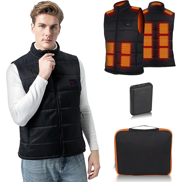 Elrhf Gilet Chauffant Avec Batterie - Veste Chauffante Réglable 3 Niveaux Température Pour Hiver