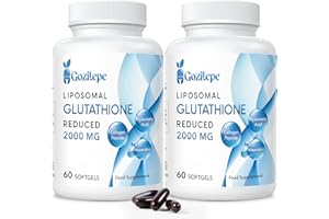 Gozitepe Liposomal Glutathione Reduced 2000mg per Serving | Glutathione Supplement with Hyaluronic Acid + Collagen Peptide + Resveratrol | 10x Better Absorption (60 Count (Pack of 2))