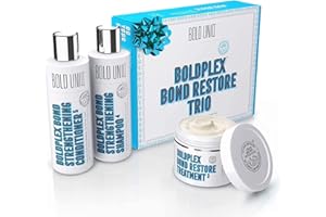 BOLD UNIQ Boldplex 3, 4 & 5 Soin Cheveux Secs et Abimés Traitement, Shampoing, Après-shampoing Coffret Trio - Formule Protéinée Hydratante, Renforce les Cheveux, Répare Casses & Fourches - Vegan & Cruelty-free