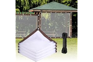 DECHOGA Plandeka wodoszczelna, przezroczysta z oczkami 2 x 3 m, plandeka na meble ogrodowe z nylonową linką x 10 m, wodoszczelna, pyłoszczelna, odporna na promieniowanie UV, odporna na rozerwanie, odporna na