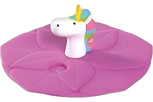 Leonardo Bambini Trinkglas-Deckel 1 Stück, spülmaschinengeeignete Glas-Abdeckung, BPA-frei, Einhorn, rosa, bunt, 9 cm Ø, 018729