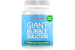 Atlasonix Giant Bubble Mix Solution, Big Huge bubbles Concentrate for Wands, Non toxic safe for kids and pets outdoor fun birthday party games soap enormous bubbles refill
