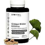 Ginkgo Biloba 6000mg 210 capsule vegane per 7 mesi. 100% Naturale con il 24% di Flavonoidi e 6% di Terpeni. migliora la memor