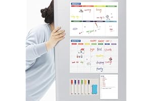 DEMOYAYA Magnetischer Kalender für Kühlschrank, trocken abwischbar, Monats-,Wochenkalender, Tageslisten-Tafel für Küchenwand mit 6 Markern, 1 Radiergummi, Einkaufsliste, Memo- oder Pinnwand