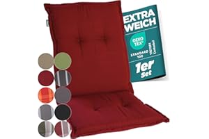 gardisun Gartenstuhlauflagen Niedriglehner I Extra Dicke Sitzauflagen I Made in Europe I Ideale Stuhlauflagen für Niederlehner Gartenstuhl I Auflagen mit extra hoher Lichtechtheit I 1er Set I Rot