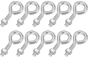 PATIKIL M5 x 20 mm ögonskruvar, 10 stycken kolstål silver | Gängade öglekrokar skruvar med mutter för att hänga upp eller säk