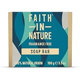 Faith In Nature Natural Fragrance Free Hand Soap Bar, Sensitive, Vegan and Cruelty Free, No SLS or Parabens, 100g