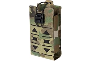 TOPTACPRO Pochette Radio Tactique Étui Radio Molle pour Étui Radio Baofeng 148/152 MPU5 Pochette de Chargeur pour Talkie-Walkie avec Cordon Élastique en 500D Nylon (Multi-Camo)