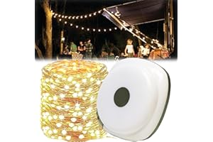 ‎HOIDOKLY Wasserdichte tragbare verstaubare Lichterkette für den Außenbereich, 2 in 1 LED Camping Laterne Mini Tragbare Camping Licht, USB Multifunktionales tragbares Campinglicht 10 Meter (Warm, ArmyGreen)