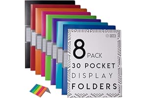 Ziffs Office® A4 Display Folder With 30 Plastic Pockets - Presentation Book - Project Portfolio With 250 Sticky Labels - British Brand
