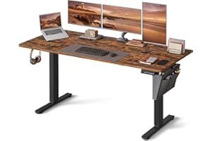 SONGMICS Scrivania Regolabile in Altezza Elettrica, 160 x 70 cm, Scrivania Elettrica, Tavolo con Memoria per 4 Altezze, per Ufficio, Marrone Vintage LSD136K01