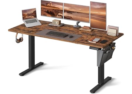 SONGMICS Höjdjusterbart elektriskt skrivbord, 160 x 70 cm, stående, 4-höjds minnesfunktion, för kont - Amazon Deal & Rabatt