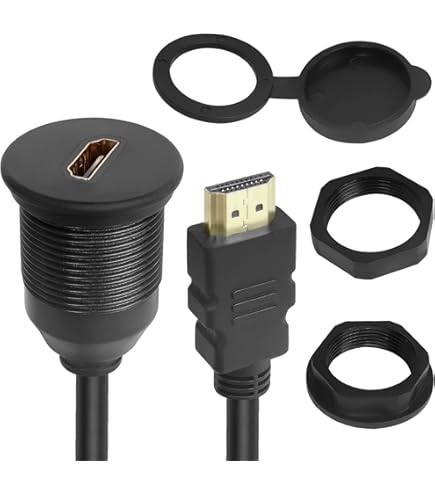 QIANRENON Micro HDMI 2.0 a HDMI 2.0 Fissaggio filettato Montaggio Impermeabile Cavo 4K Micro HDMI maschio a HDMI femmina auto estensione Cavo 4K@60Hz,per Phone fotocamere auto navigatori,30cm/11,8in