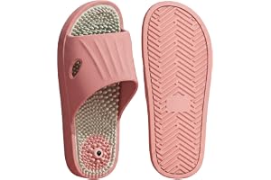 Zimoer akupressur massageskor män kvinnor, halkfria badtofflor sommar för fotmassage, plantar fasciit fotmassageapparat sandaler för badkar dusch (rosa, 40–41)