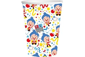 BeenSmile, VASOS PAYASO PLIM PLIM, Vasos para Niños - Decoración Cumpleaños Infantiles - Artículos para Fiestas y Celebraciones - 8 Unidades - 250 Ml