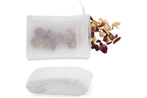 ELALOVE 100 Stück Teebeutel für Losen Tee, mit Kordelzug, Tee Filter, Einweg Teebeutel aus Vliesstoff, Teefilterbeutel für losen Tee, Kräuter und Gewürze (Weiß)