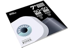 BIG FUDGE Pacchetto buste per dischi in vinile Big Fudge - 50 copertine esterne del disco più 50 copertine interne del disco - copertine chiare e arrotondate per dischi da 7 pollici