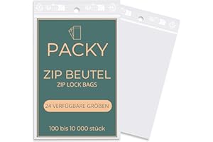 PACKY - Zip Beutel - Plastikbeutel Verschließbar - 24 Verfügbare Größen - 100 bis 10000 Stück - Zip Bag - Druckverschlussbeutel - Klein oder Groß - 10x15 cm 100 Stück