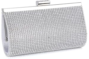 BAIGIO Pochette Donna Elegante Argento Strass Clutch Cerimonia Borsetta da Sera per Matrimonio Party Cocktail