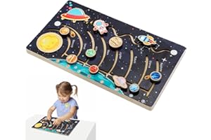 Solar System Space Board | Planeten für Kinder Sonnensystem Spielzeug aus Holz | Montessori-Spielzeugset für Kinder 3-8 mit abnehmbaren Planeten, Geschenk für Jungen und Mädchen Lencyotool