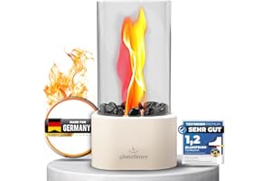 JA4YOU Glanzfeuer Tischfeuer Indoor & Outdoor – Extra Lange Brenndauer – Dekoratives Kamin-Set – Geschenkidee für Garten & Wohnung