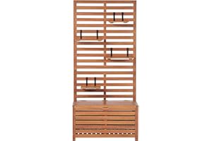 Beliani Banc de Rangement Extérieur avec Étagères Murales en Bois d'Acacia 80 cm Matino