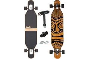 FUNTOMIA Longboard Camber avec roulement à billes Mach1 en céramique Flex1 Drop Through Cruiser Freeride Skate complet avec outil en T